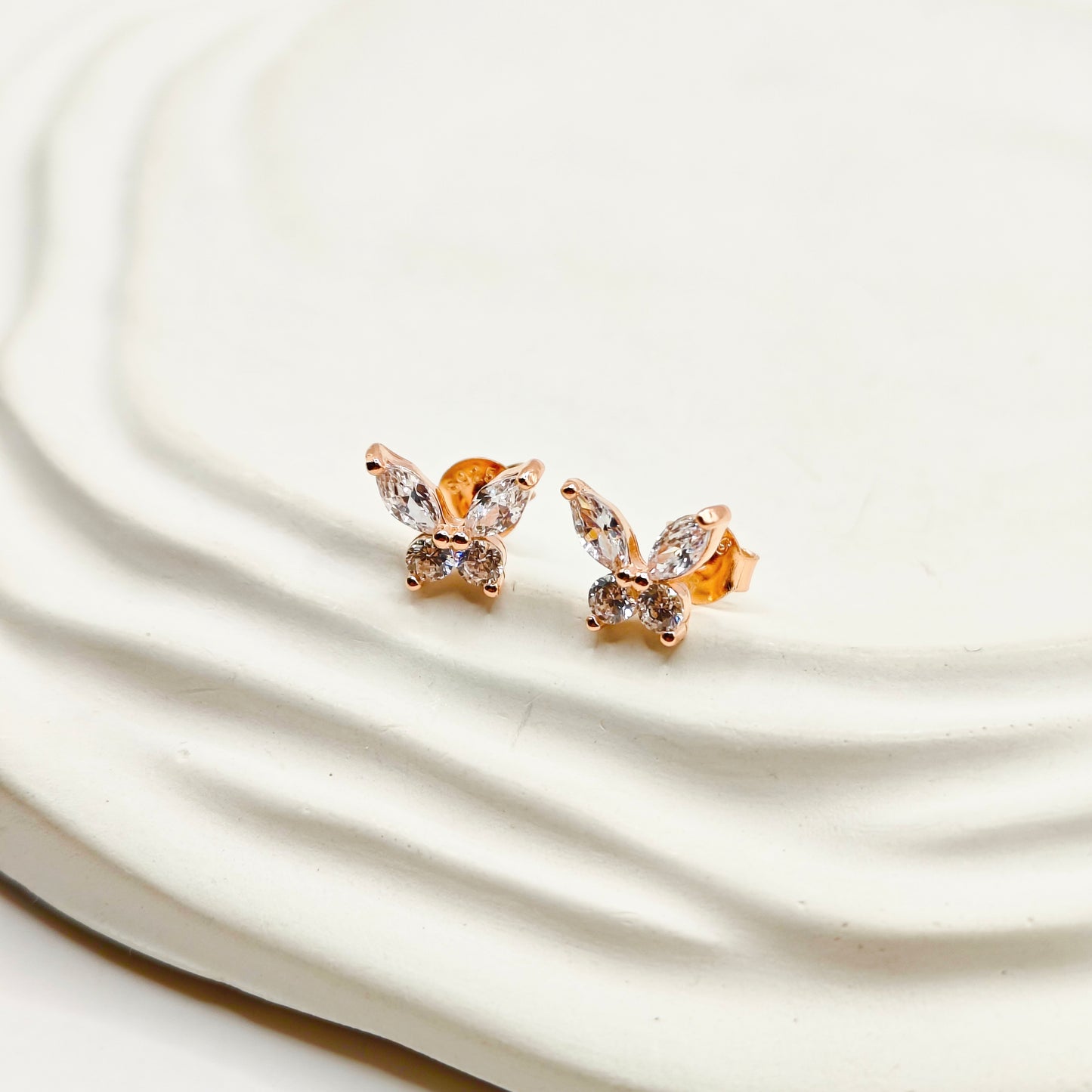 Butterfly Rosegold Plated Earrings 925 Silver