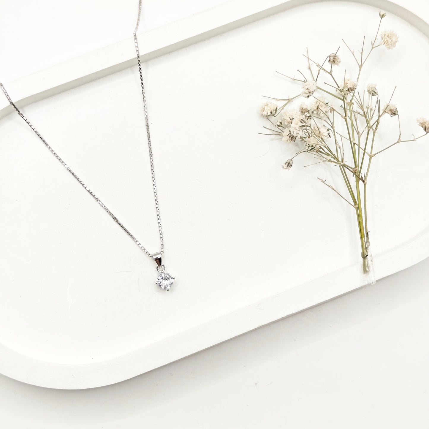 Dainty Diamond Necklace 925 Silver