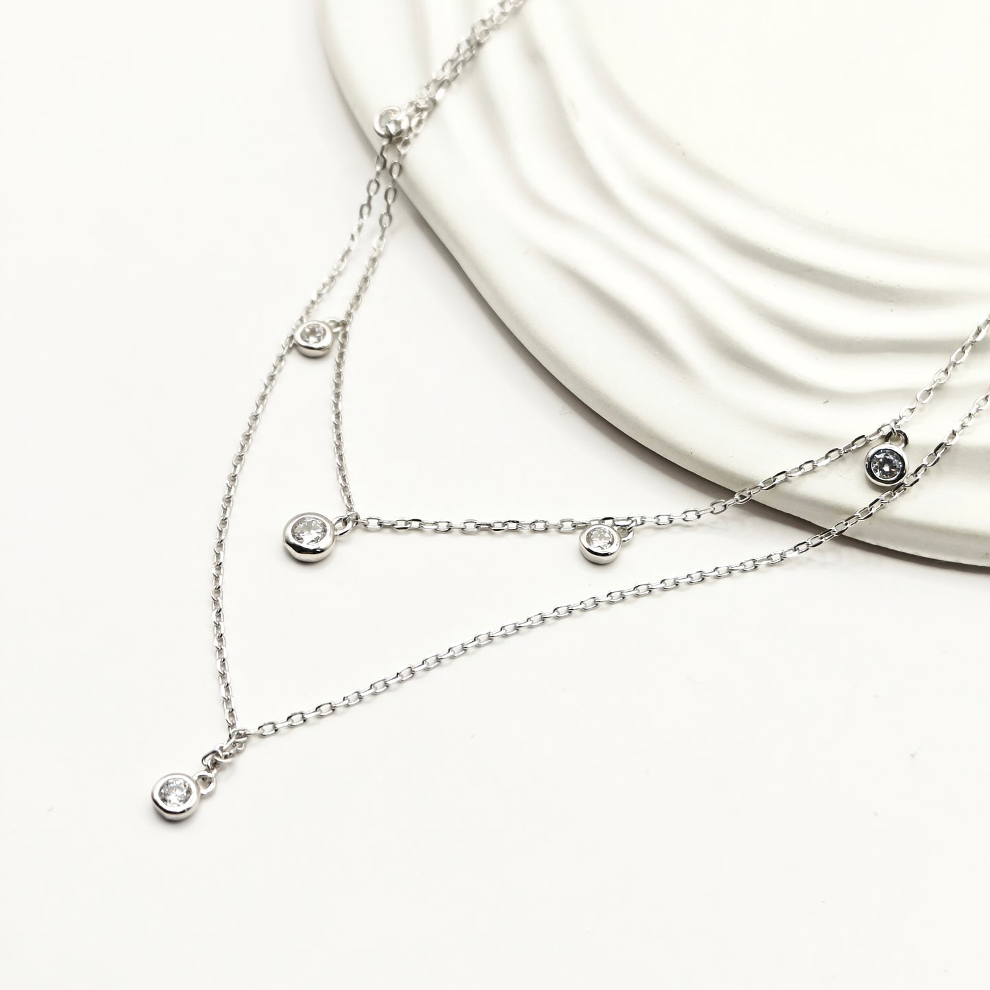 Halo Charm Layered Jewellery set 925 silver