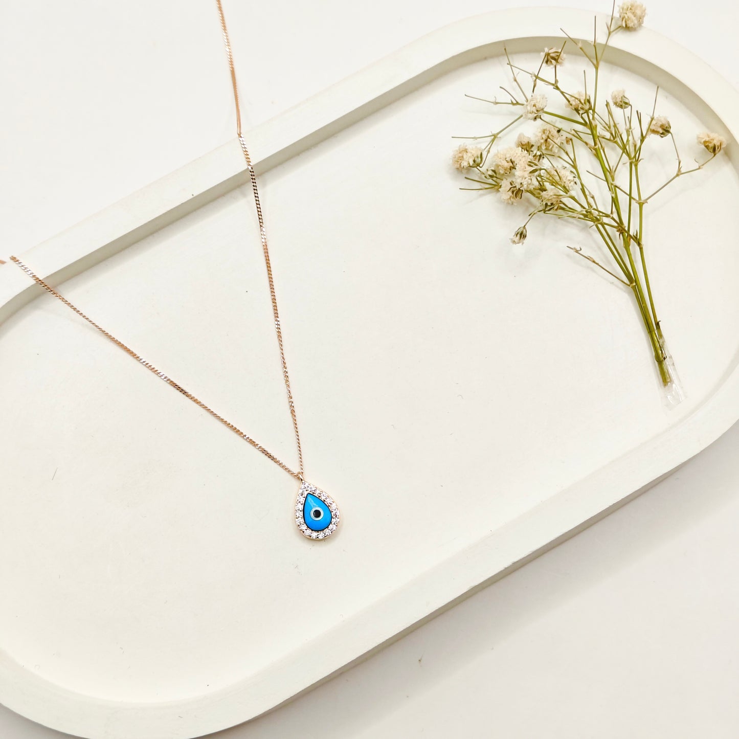Evil Eye Rosegold Plated Necklace 925 Silver