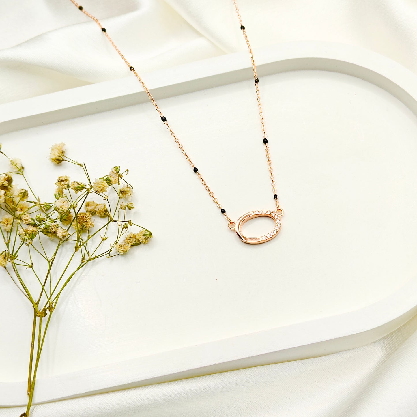 Ovie Mangalsutra Necklace Rosegold Plated 925 Silver