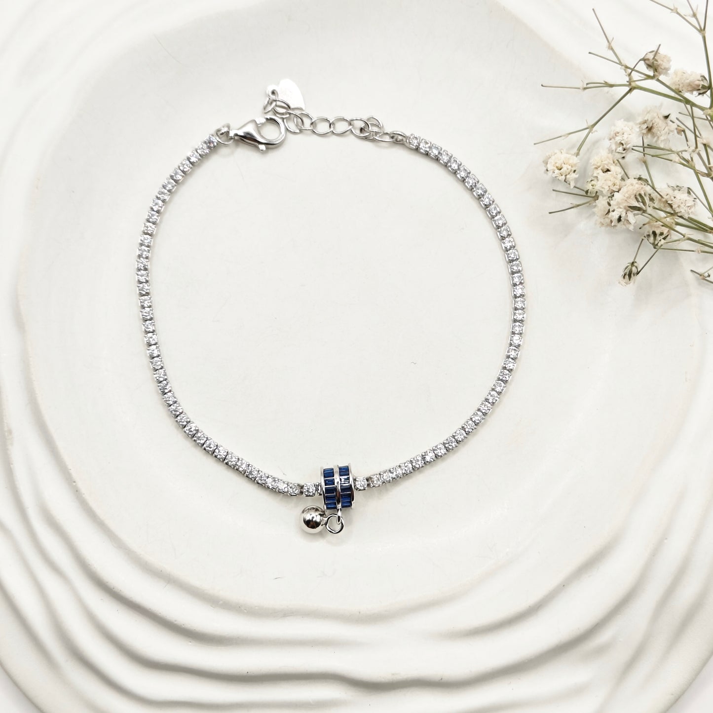 Sapphire Tennis Bracelet 925 Silver