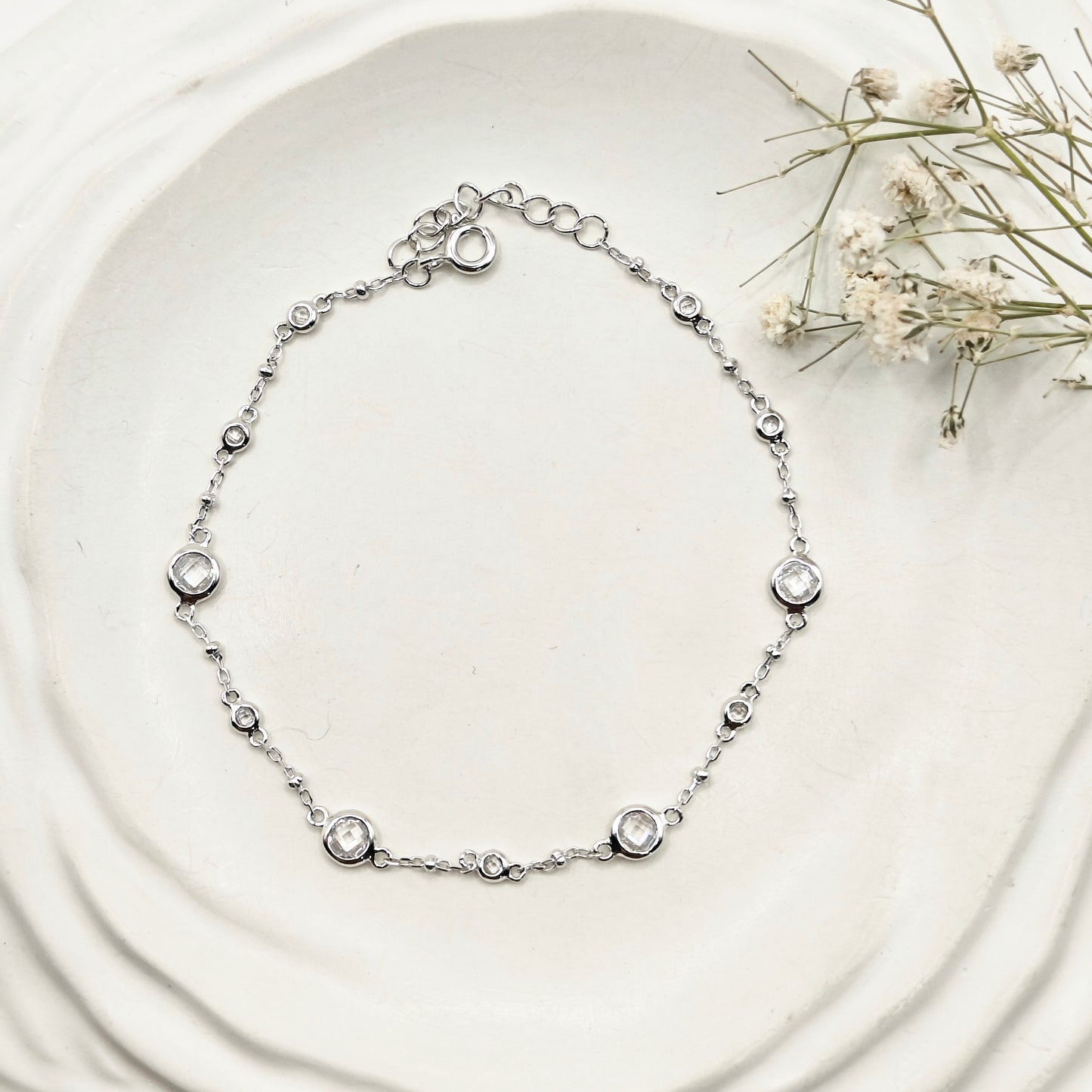 Bezel Bracelet 925 Silver