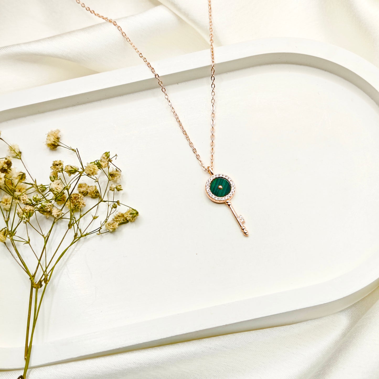 Key Necklace Rosegold Plated 925 Silver