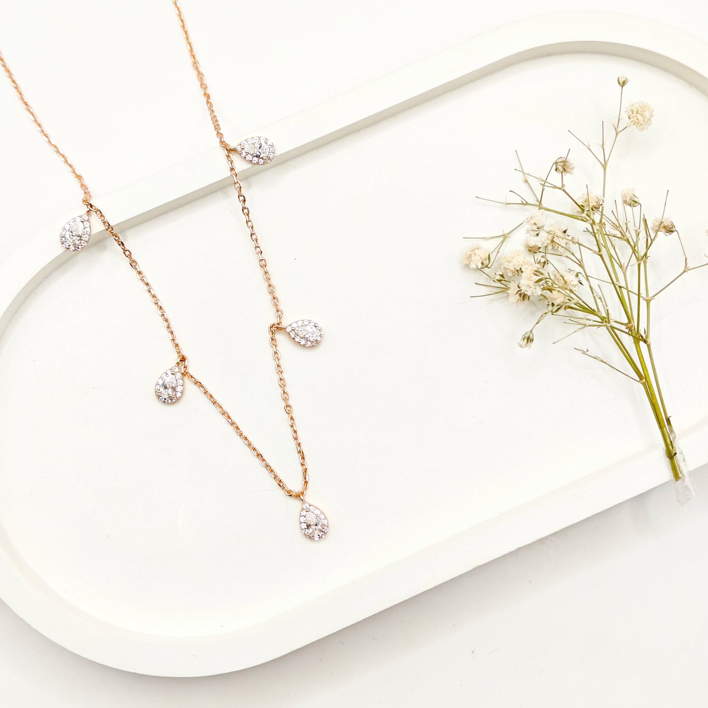 Pear Drop Rosegold Plated Necklace 925 Silver