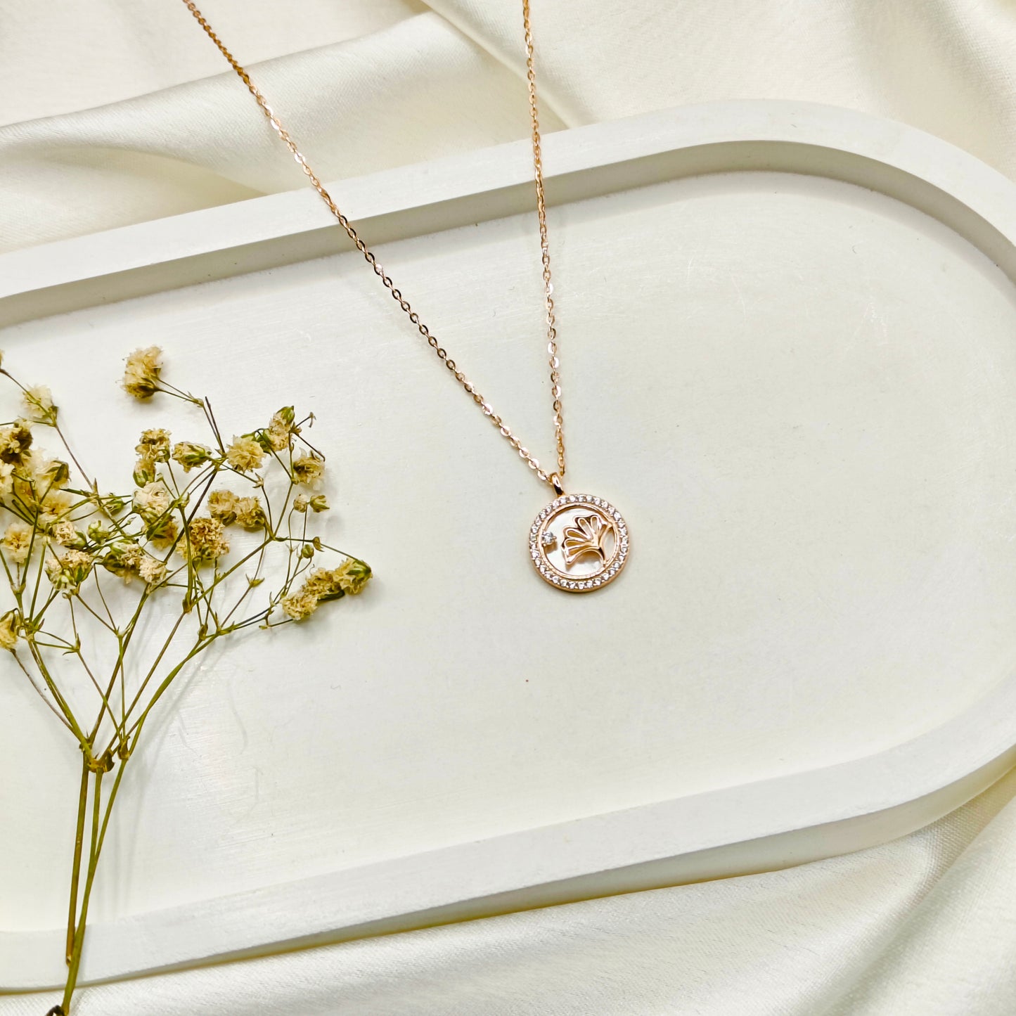 Marie Necklace Rosegold Plated Silver