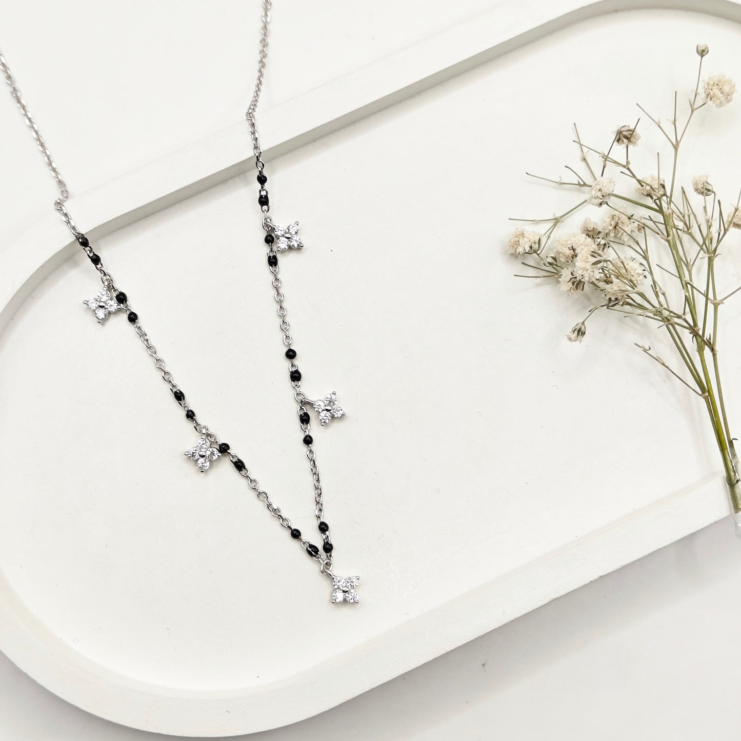 Petal Charm Mangalsutra Necklace 925 Silver