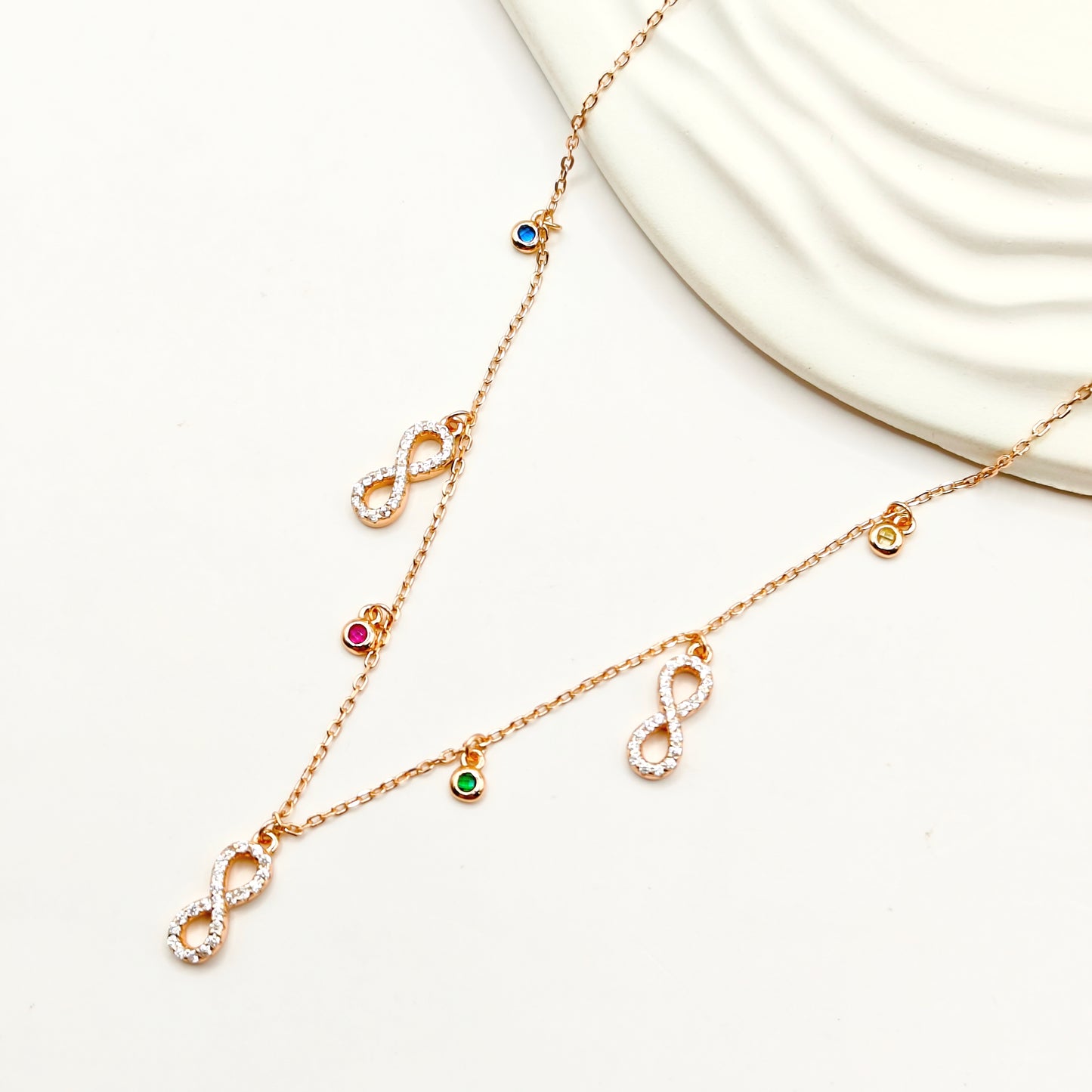 Infinity Charm Rosegold Plated Jewellery Set 925 Silver