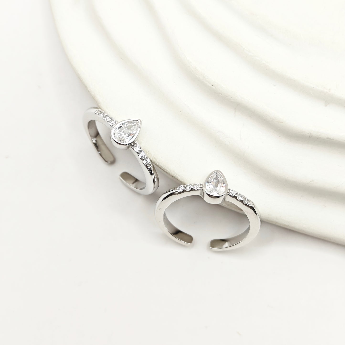 Drop Bezel Toering 925 Silver