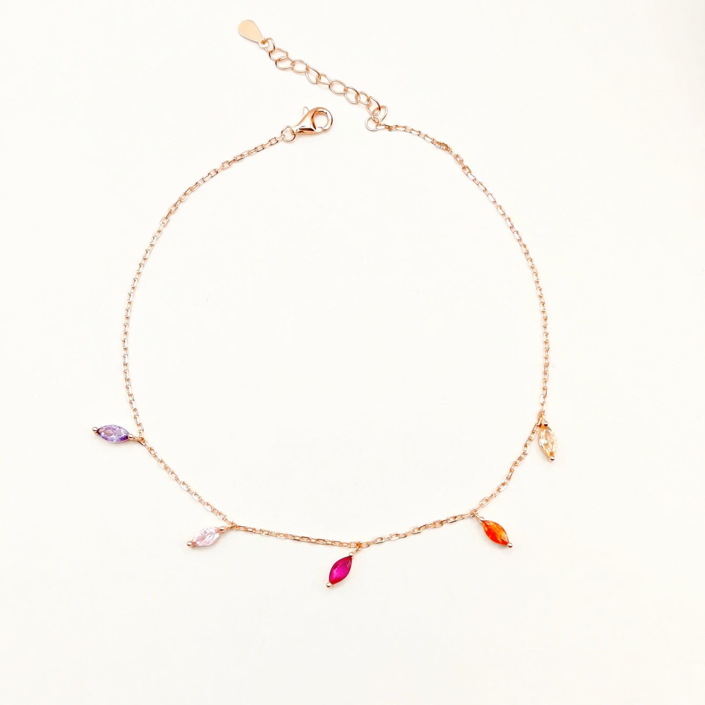 Marquise Charm Rosegold Plated Anklet 925 Silver