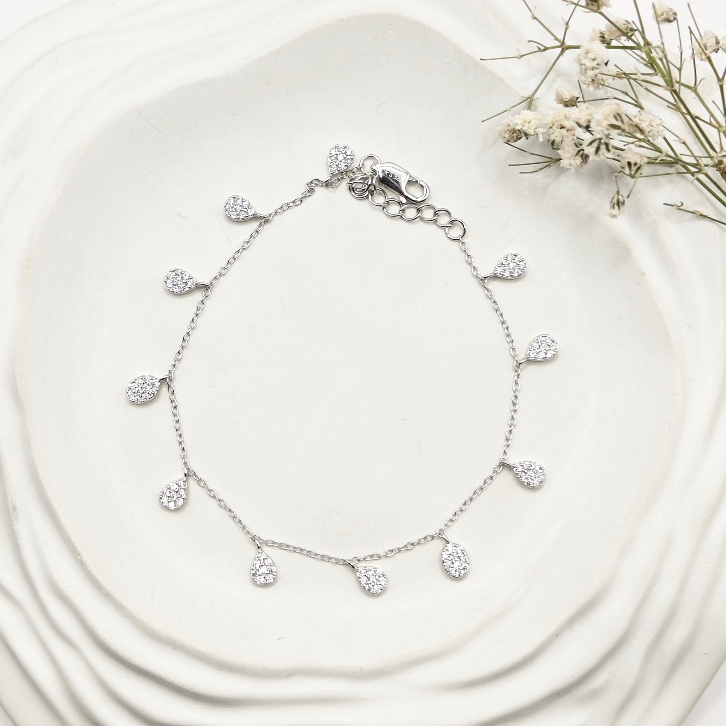 Drop Charm Bracelet 925 Silver