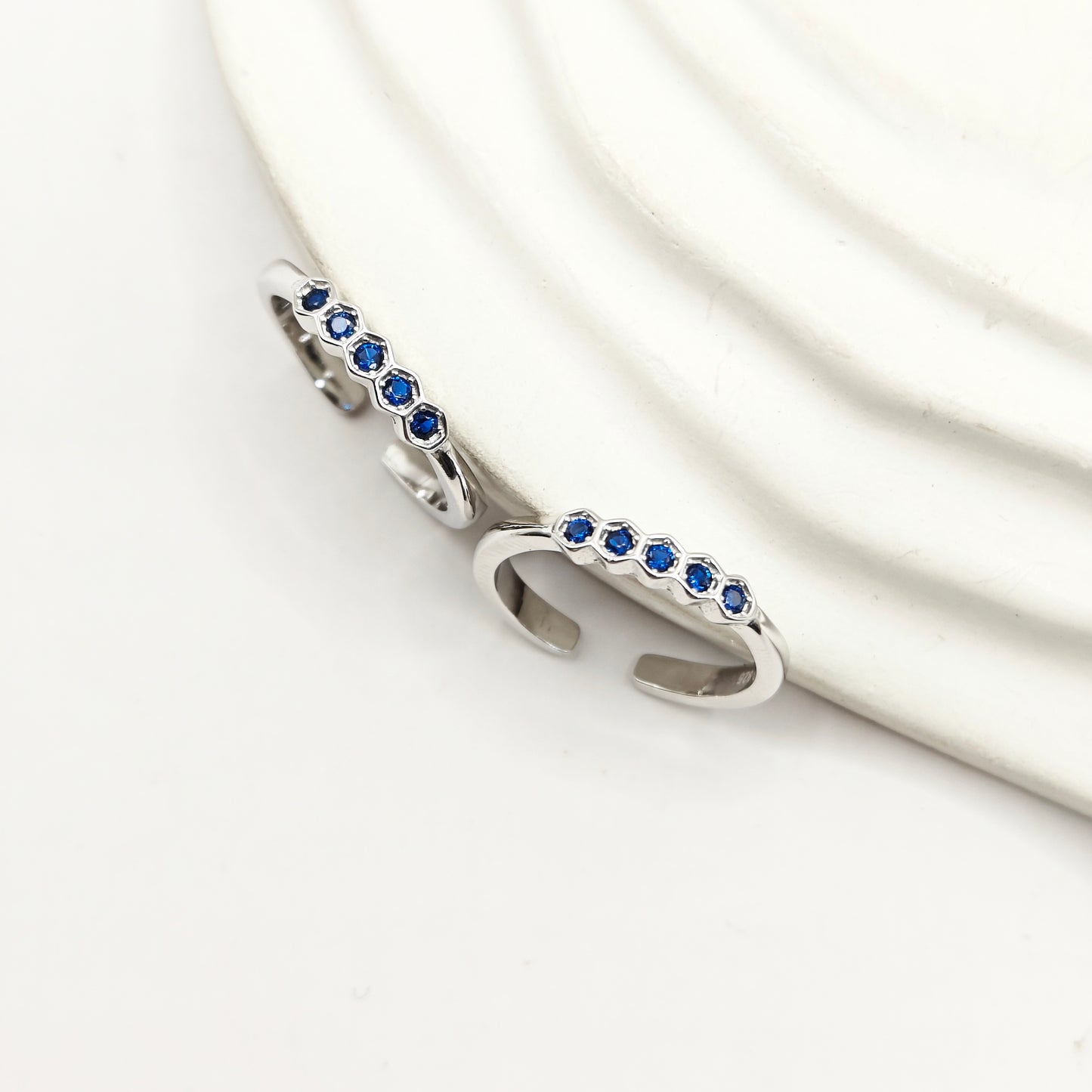 Blue Hexa Toering 925 Silver