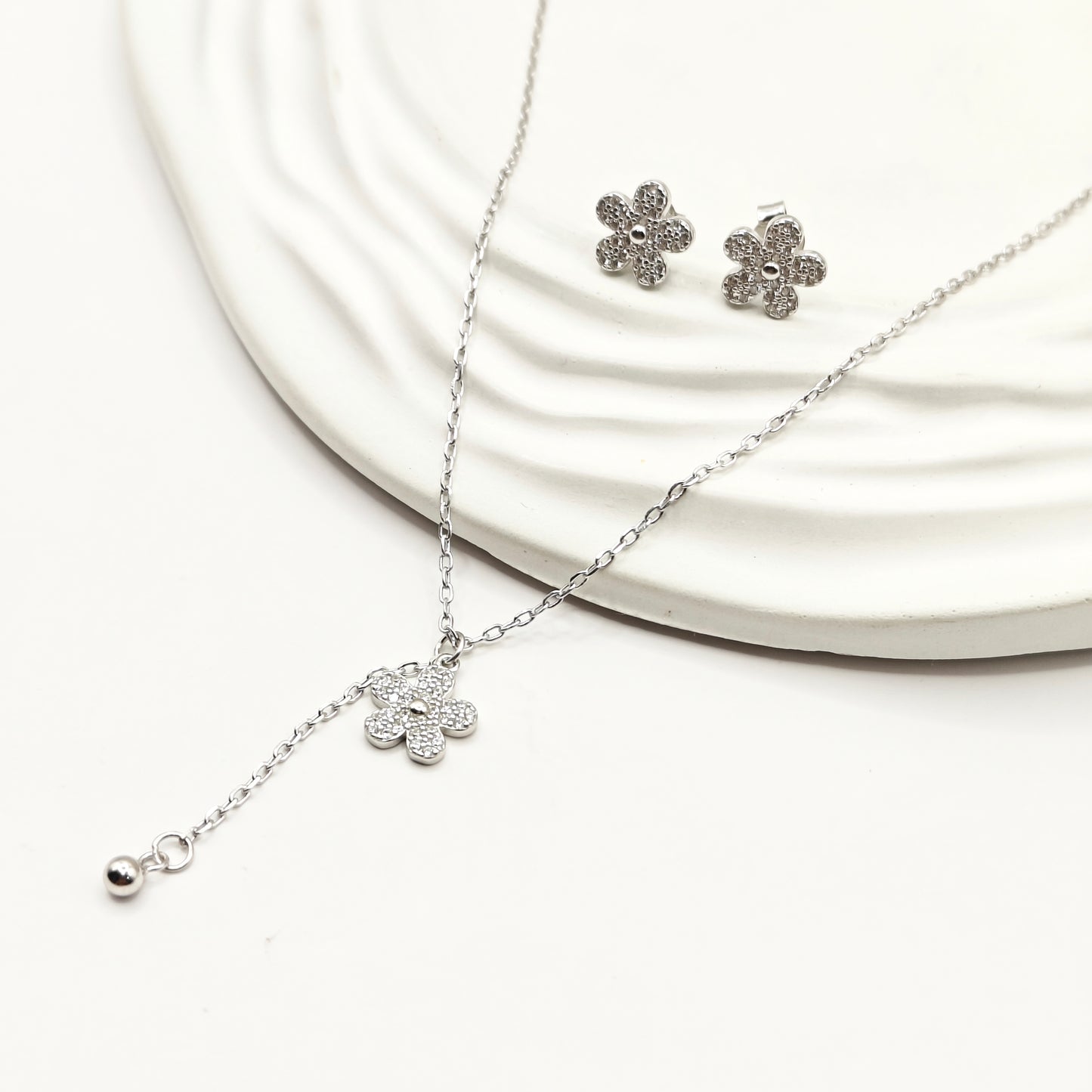 Flower Jewellery set 925 silver