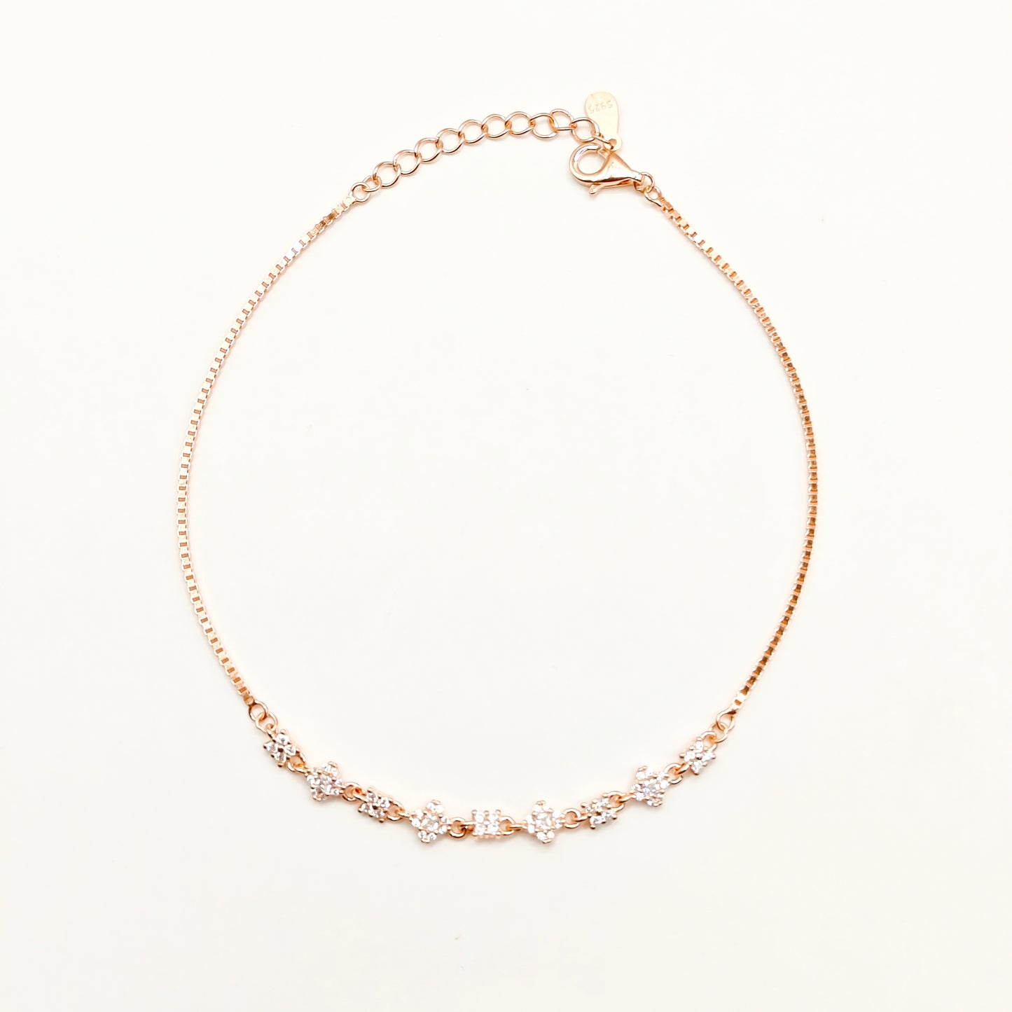 Clover Rosegold Plated Anklet 925 Silver