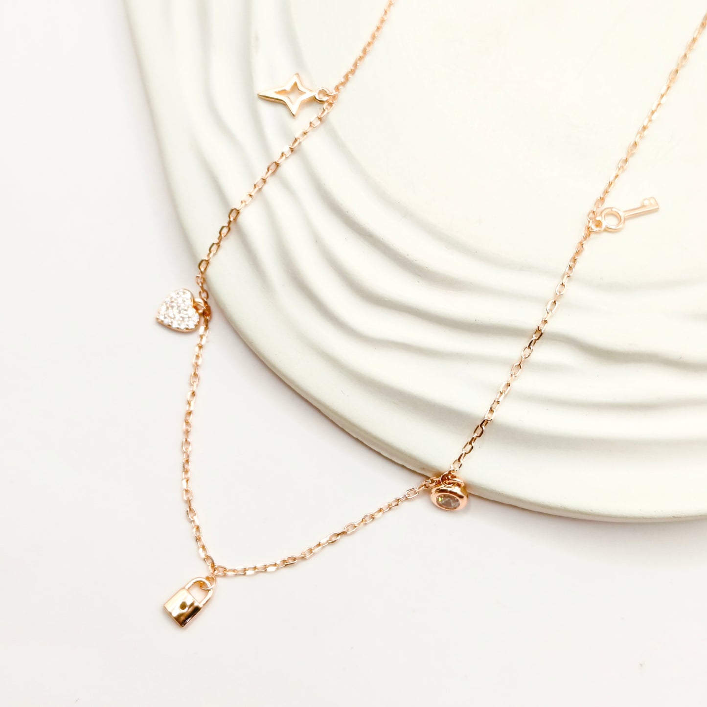 All Charm Rosegold Plated Jewellery Set 925 silver