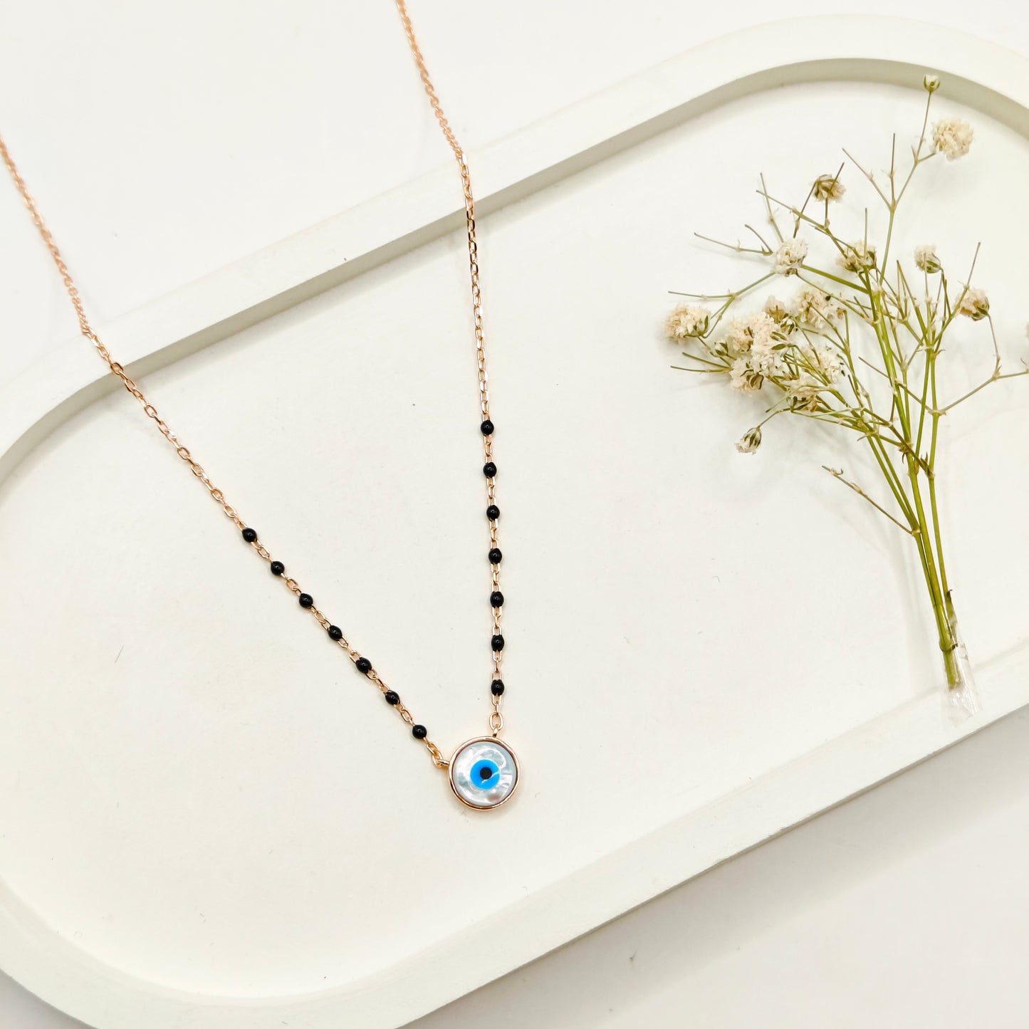 Evil Eye Rosegold Plated Mangalsutra Necklace 925 Silver