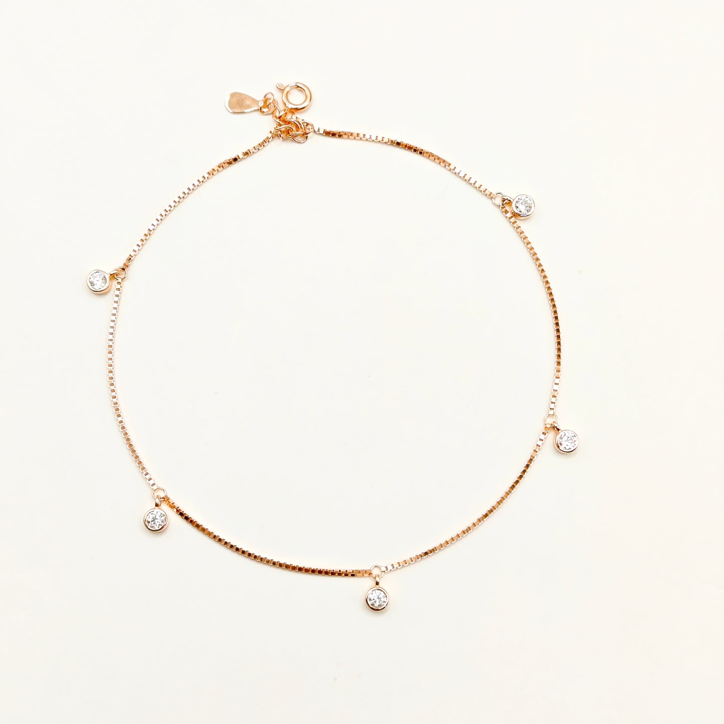 Classic Charm Rosegold Plated Anklet 925 Silver