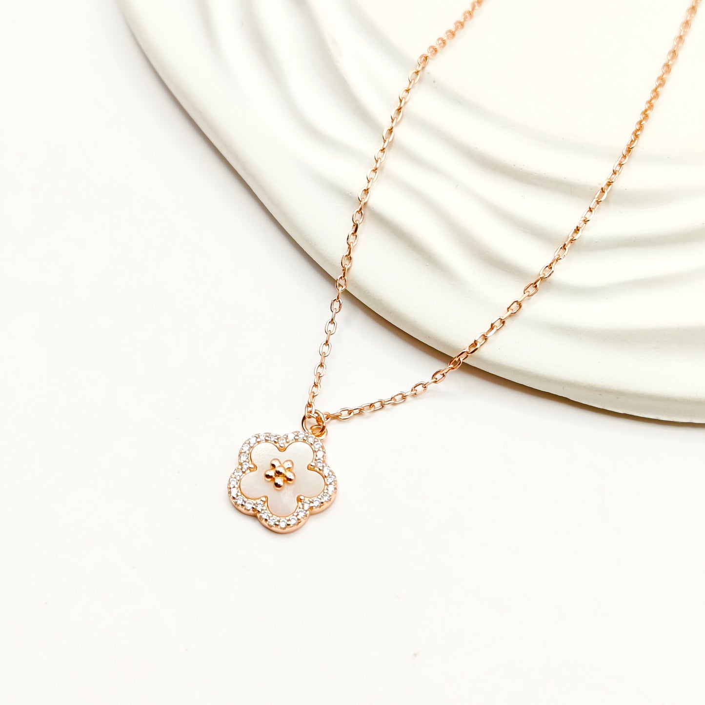 Flora Rosegold Plated Jewellery Set 925 silver