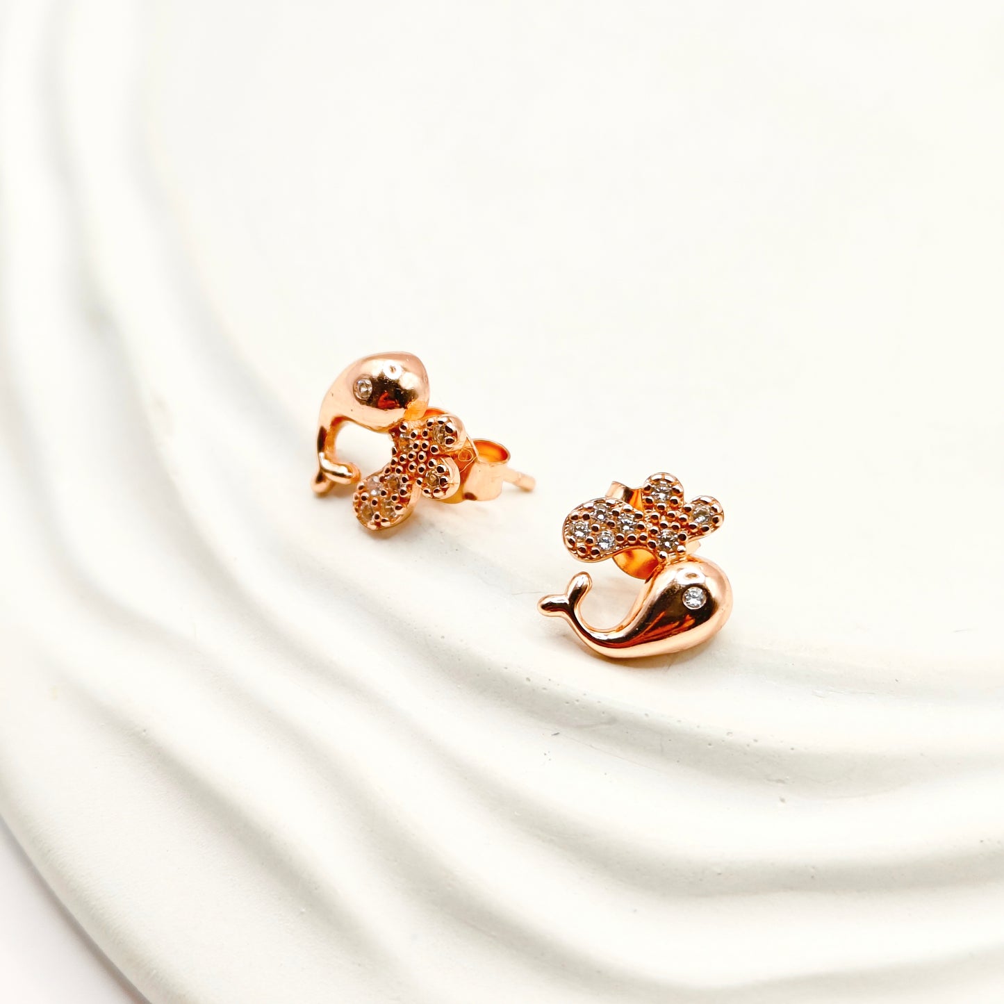 Dolphin Rosegold Plated Jewellery Set 925 Silver