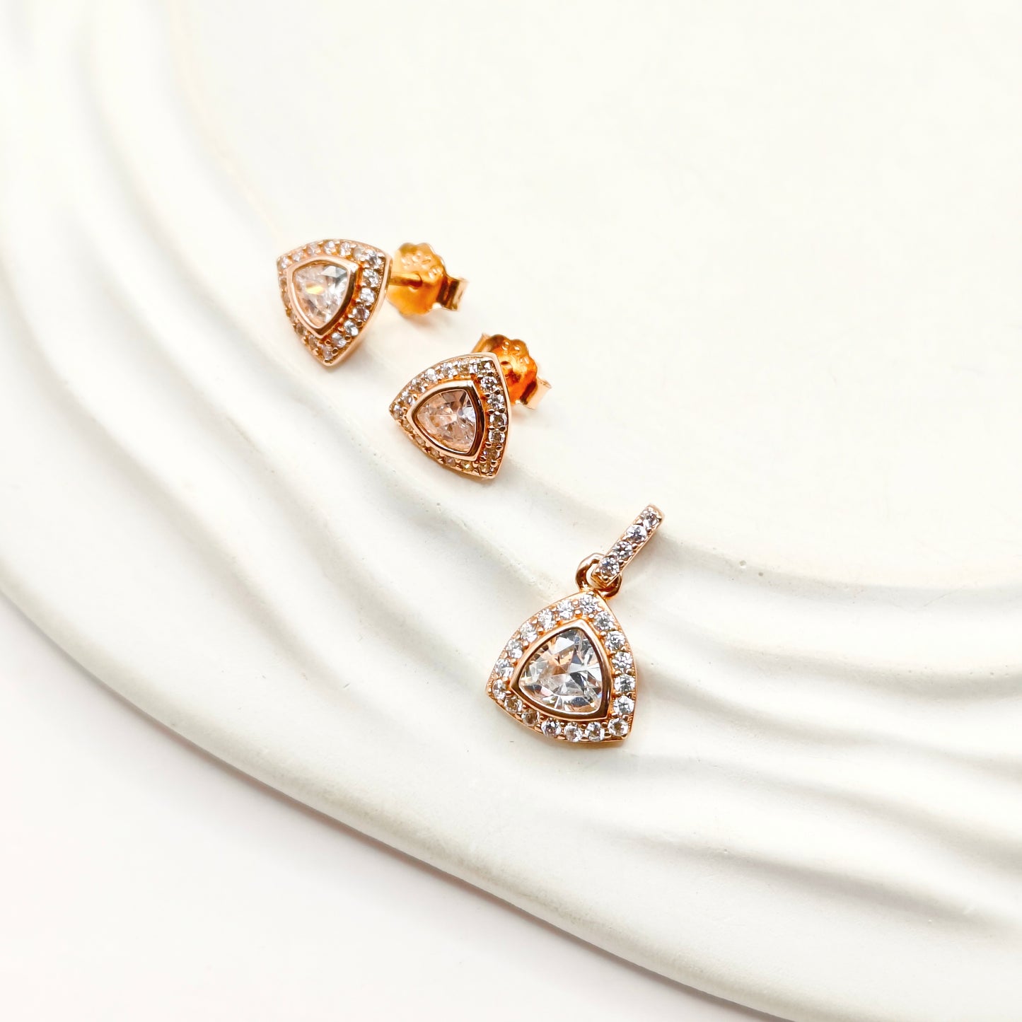 Trio Rosegold Plated Jewellery Set 925 Silver