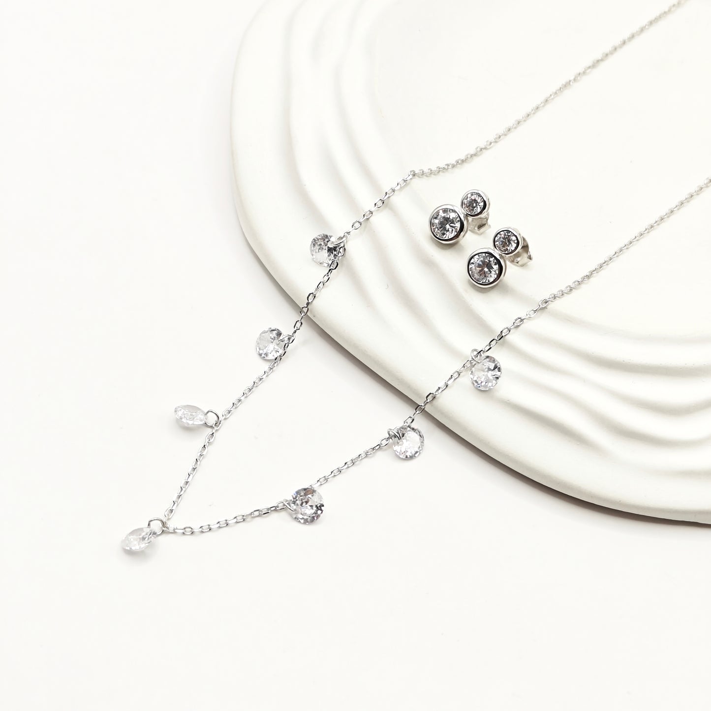Crystal Charm Jewellery Set 925 Silver