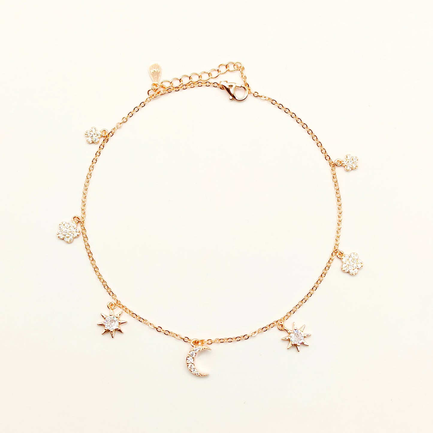 Galaxy Charm Rosegold Plated Anklet 925 Silver