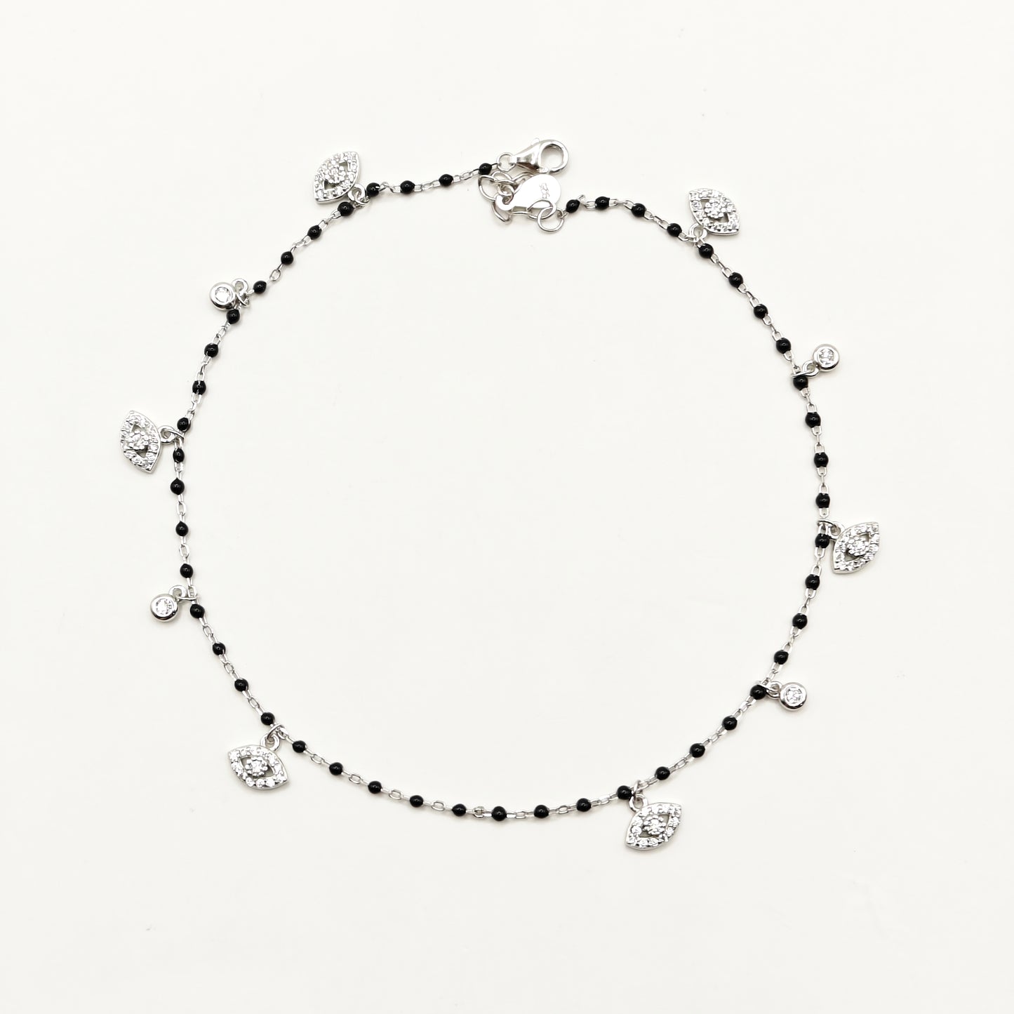 Evil Eye Charm Anklet 925 Silver
