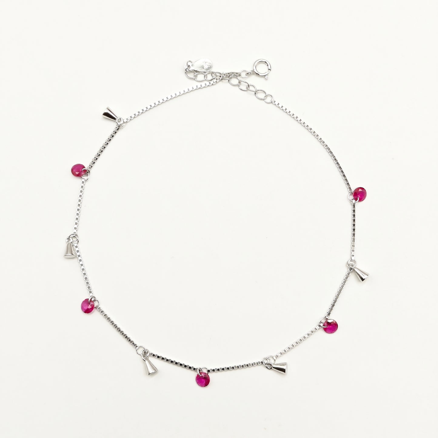 Ruby Charm Anklet 925 Silver