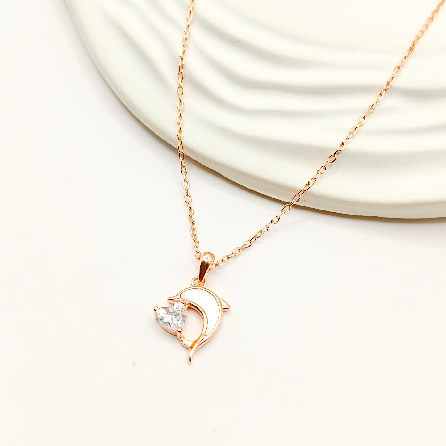 Dolphin Rosegold Plated Jewellery Set 925 silver