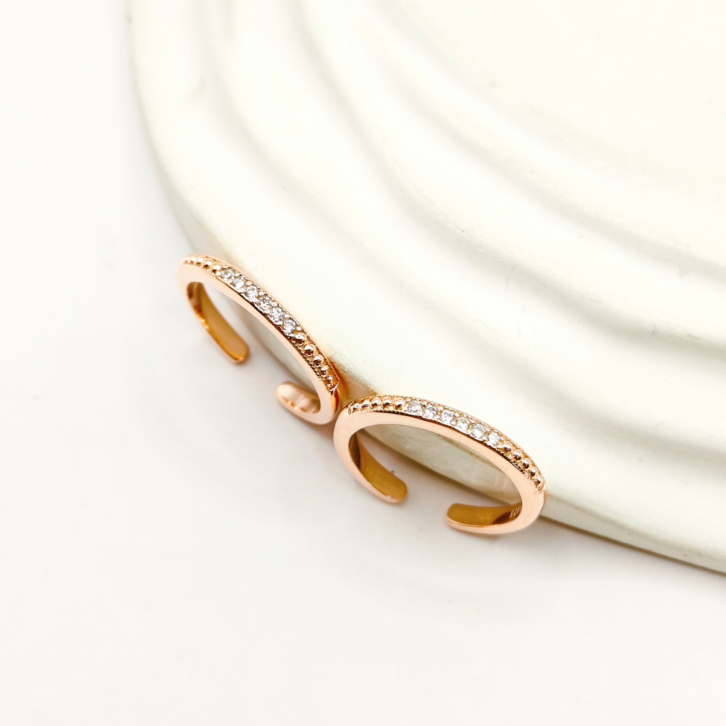 Classic Diamond Rosegold Plated Toering 925 Silver