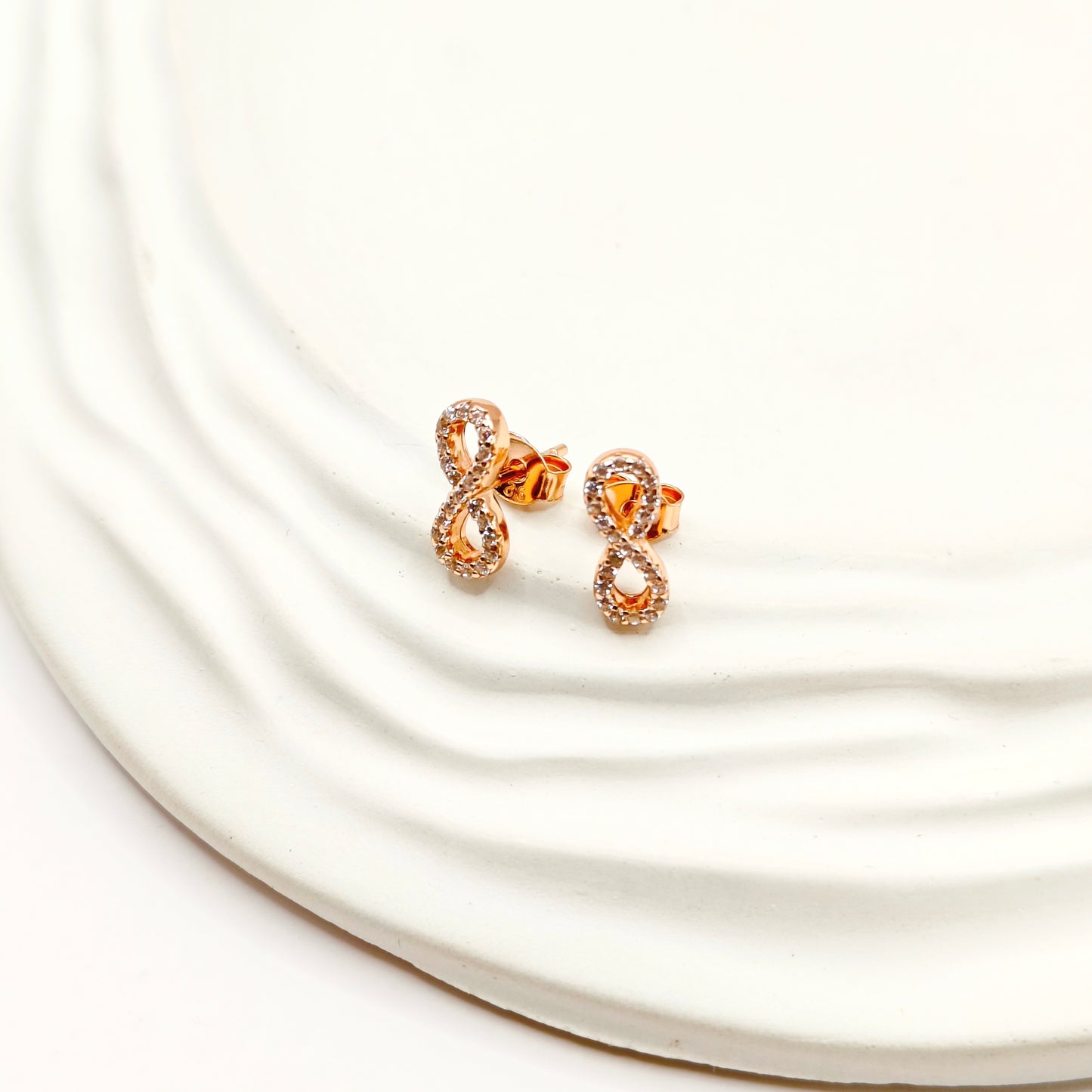 Infinity Charm Rosegold Plated Jewellery Set 925 Silver