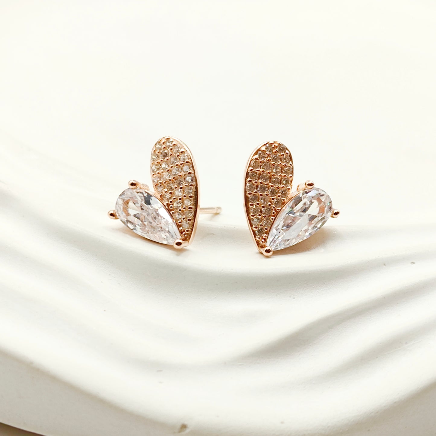 Heart Earrings Rosegold Plated 925 Silver