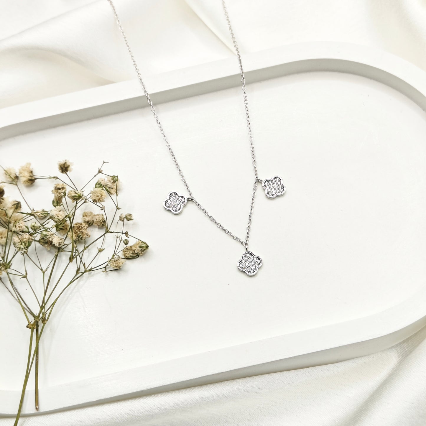 Clover Charm Necklace 925 Silver
