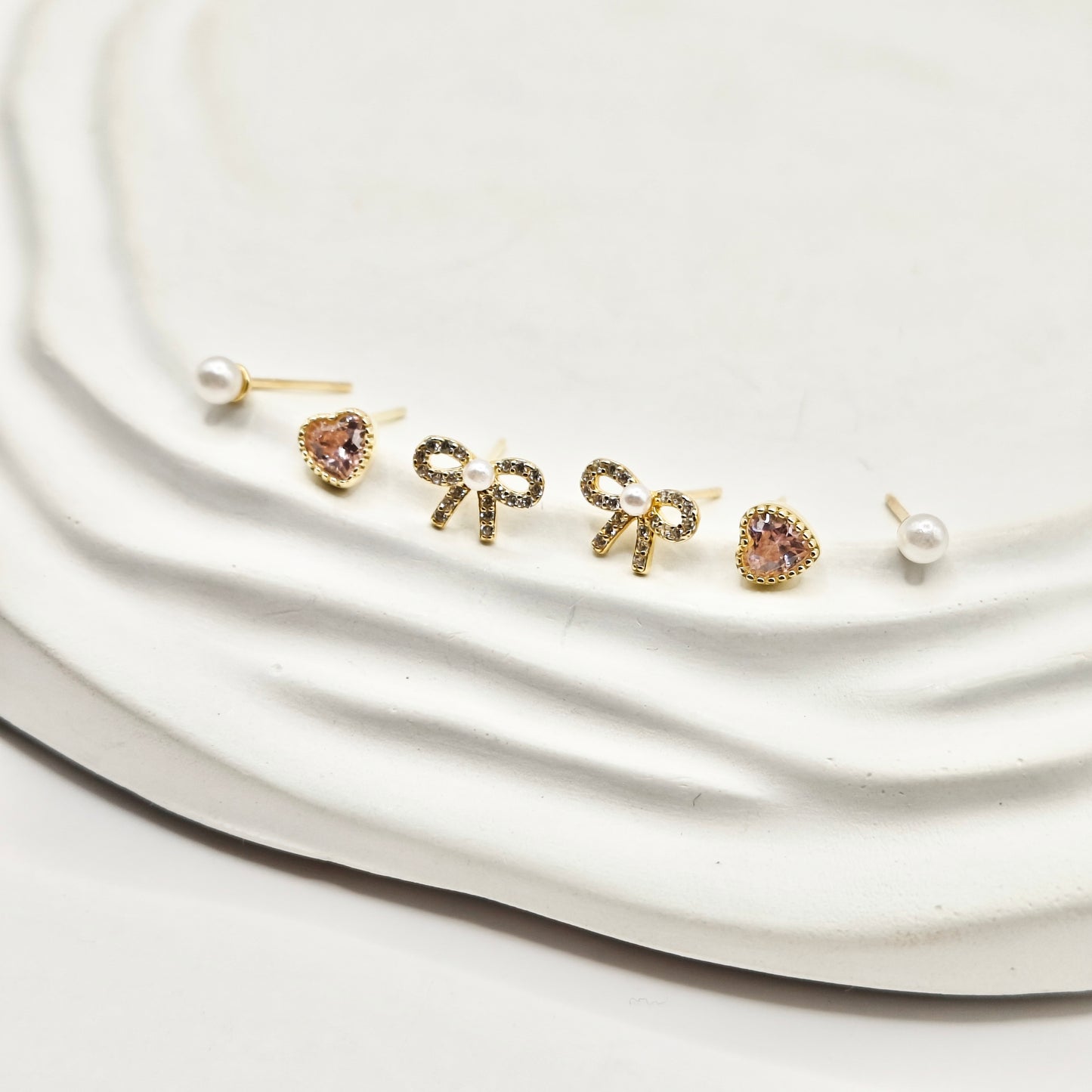 Pookie Set of 3 Gold Plated Earrings 925 Silver