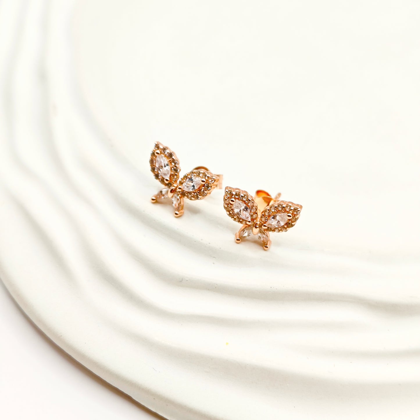 Butterfly Rosegold Plated Jewellery Set 925 Silver