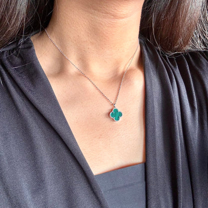 Green Clover Necklace 925 Silver