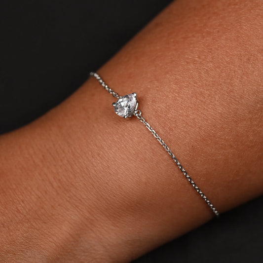 Raindrop Solitaire Diamond Bracelet 925 Silver