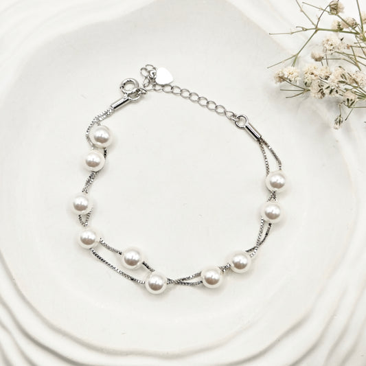 Pearl Layered Bracelet 925 Silver