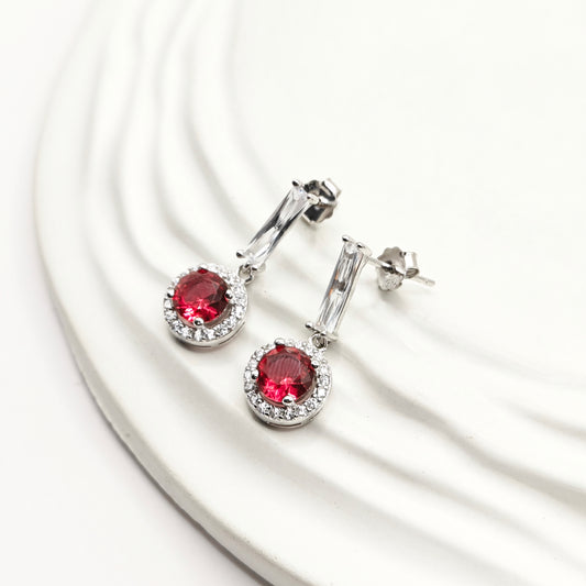 Ruby Earrings 925 Silver