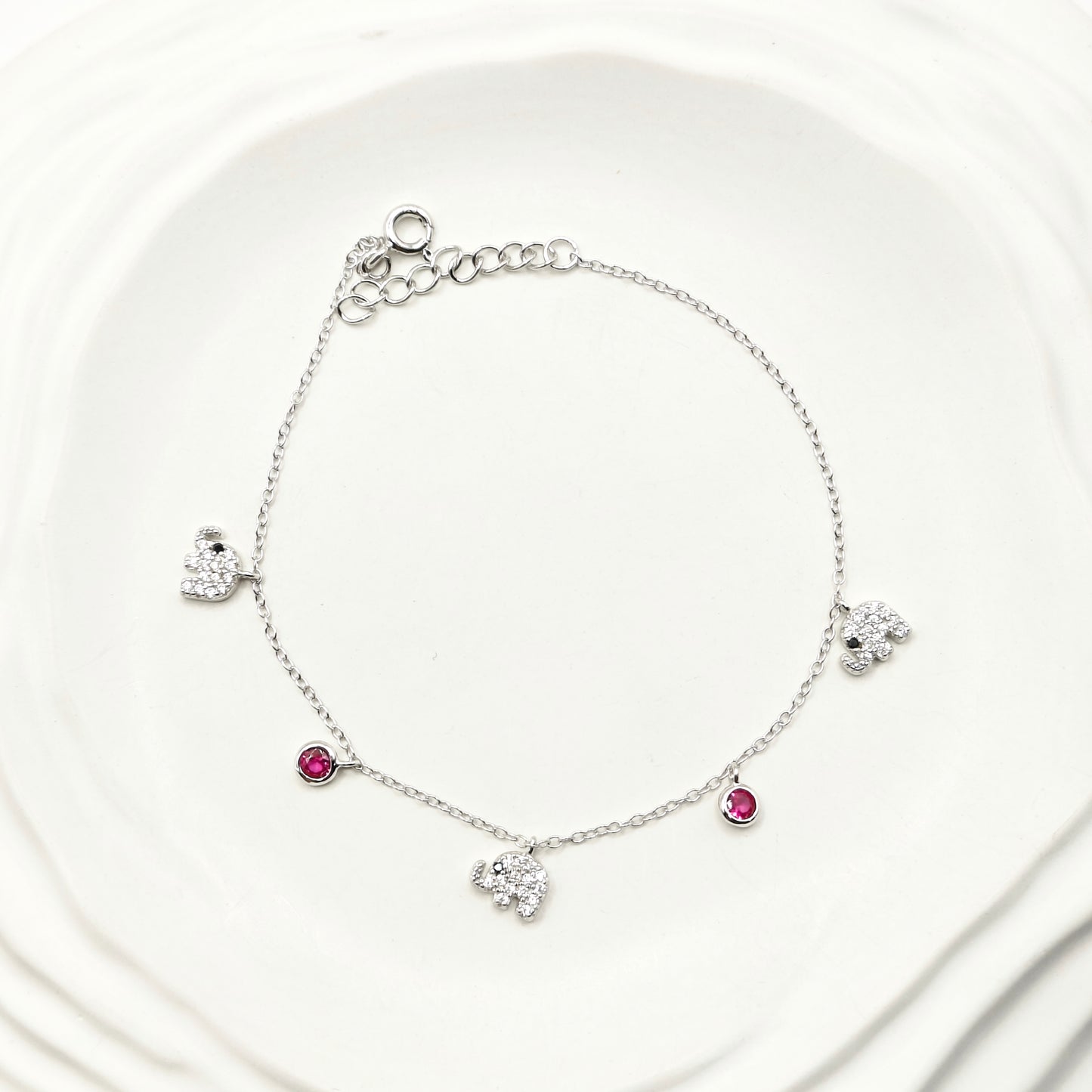 Elephant Charm Bracelet 925 Silver