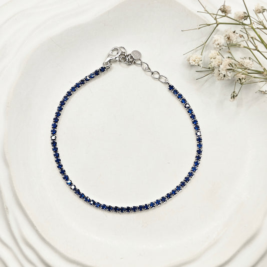 Blue Tennis Bracelet 925 Silver