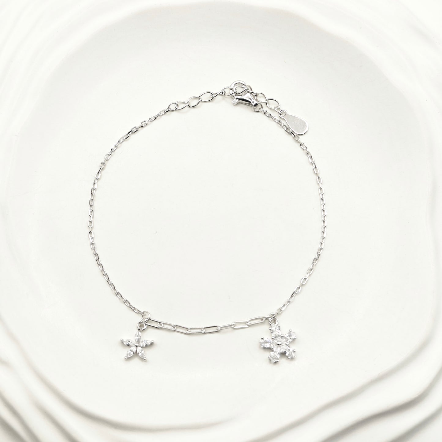 Flower Charm Bracelet 925 Silver