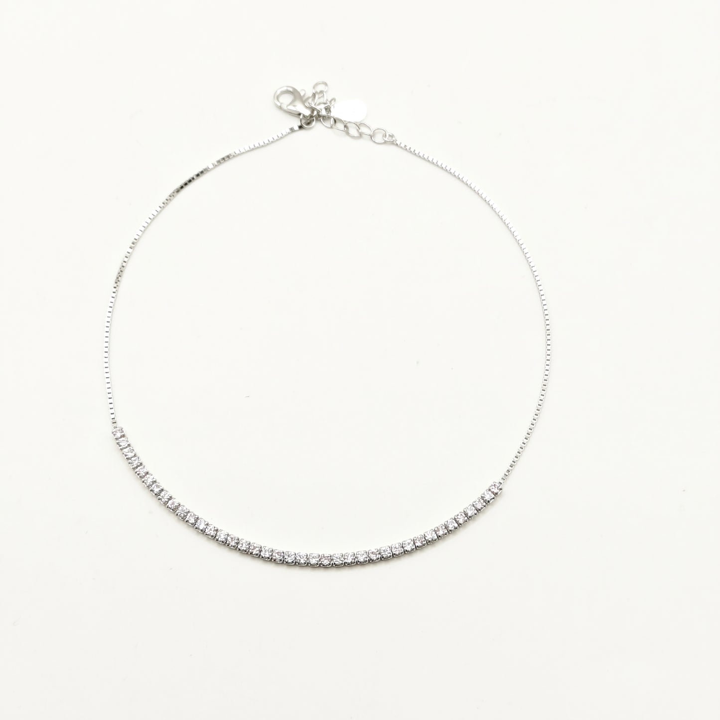 Light Pink and White Tennis Anklet 925 Silver