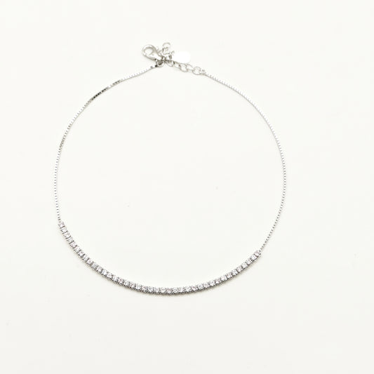Light Pink and White Tennis Anklet 925 Silver