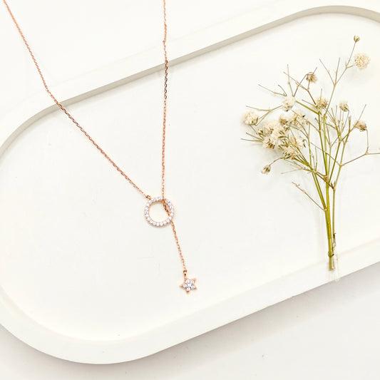 Eterna Star Rosegold Plated Necklace 925 Silver