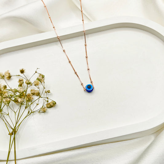 Evil Eye Necklace Rosegold Plated 925 Silver
