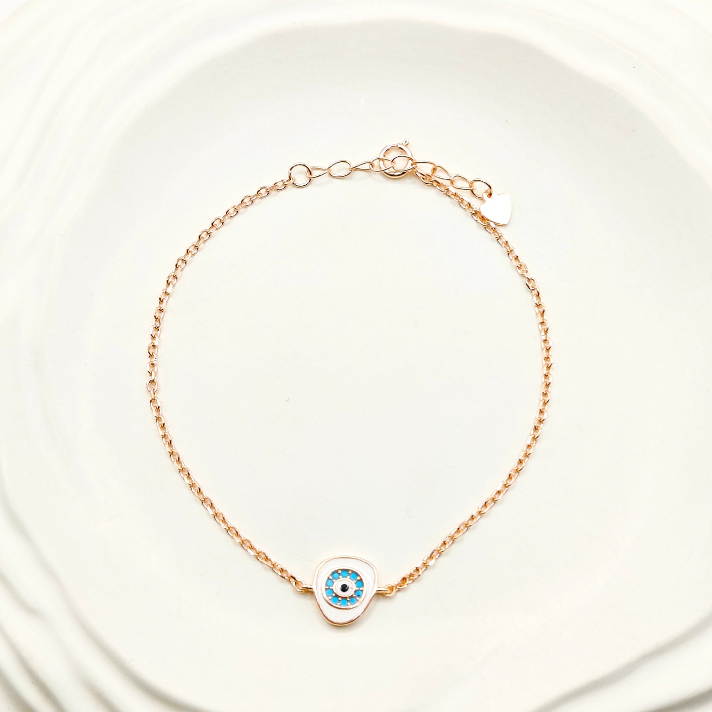 Evil Eye Bracelet Rosegold Plated 925 Silver