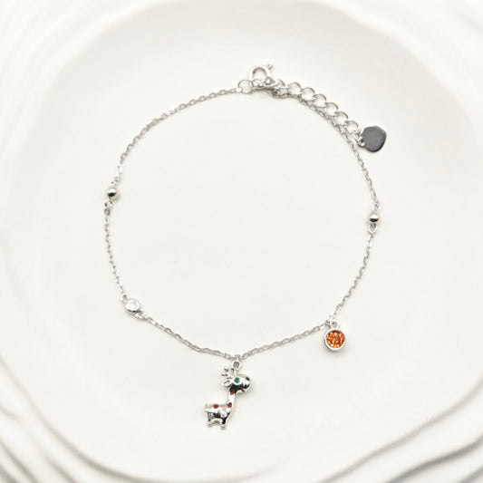 Giraffe Charm Bracelet 925 Silver