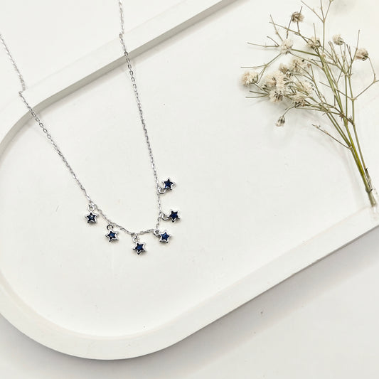 Blue Star Charm Necklace 925 Silver