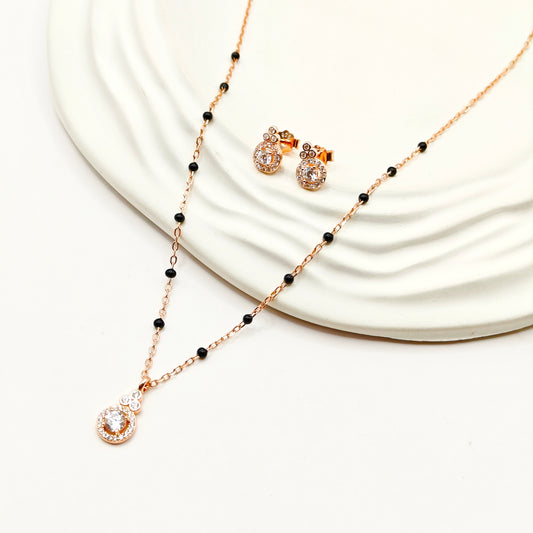 Gia Mangalsutra Rosegold Plated Jewellery Set 925 Silver